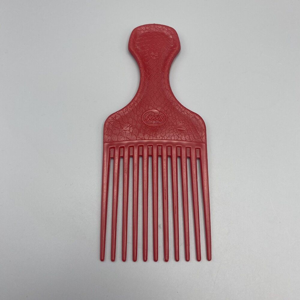 Vintage Goody‎ Textured Plastic Hair Pick Lift Comb RED Dark Pink Made in USA
